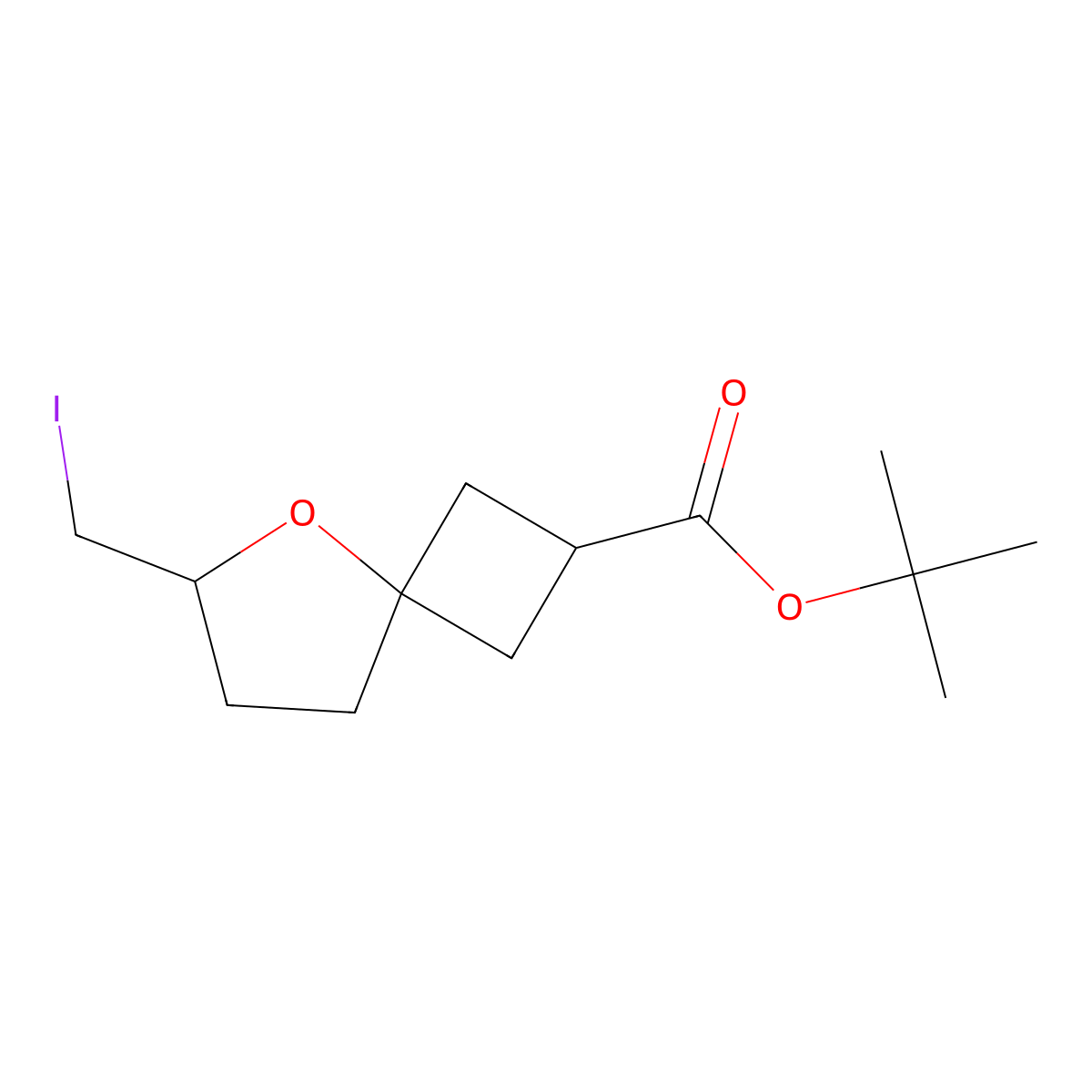 Tert-butyl 6-(iodomethyl)-5-oxaspiro[3.4]octane-2-carboxylate molecular structure, CAS 2416236-80-9