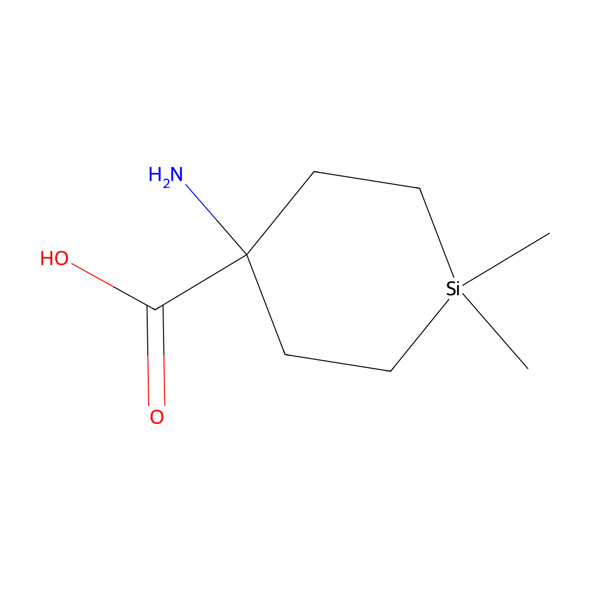 4-Amino-1,1-dimethylsilinane-4-carboxylic acid molecular structure, CAS 2416236-83-2