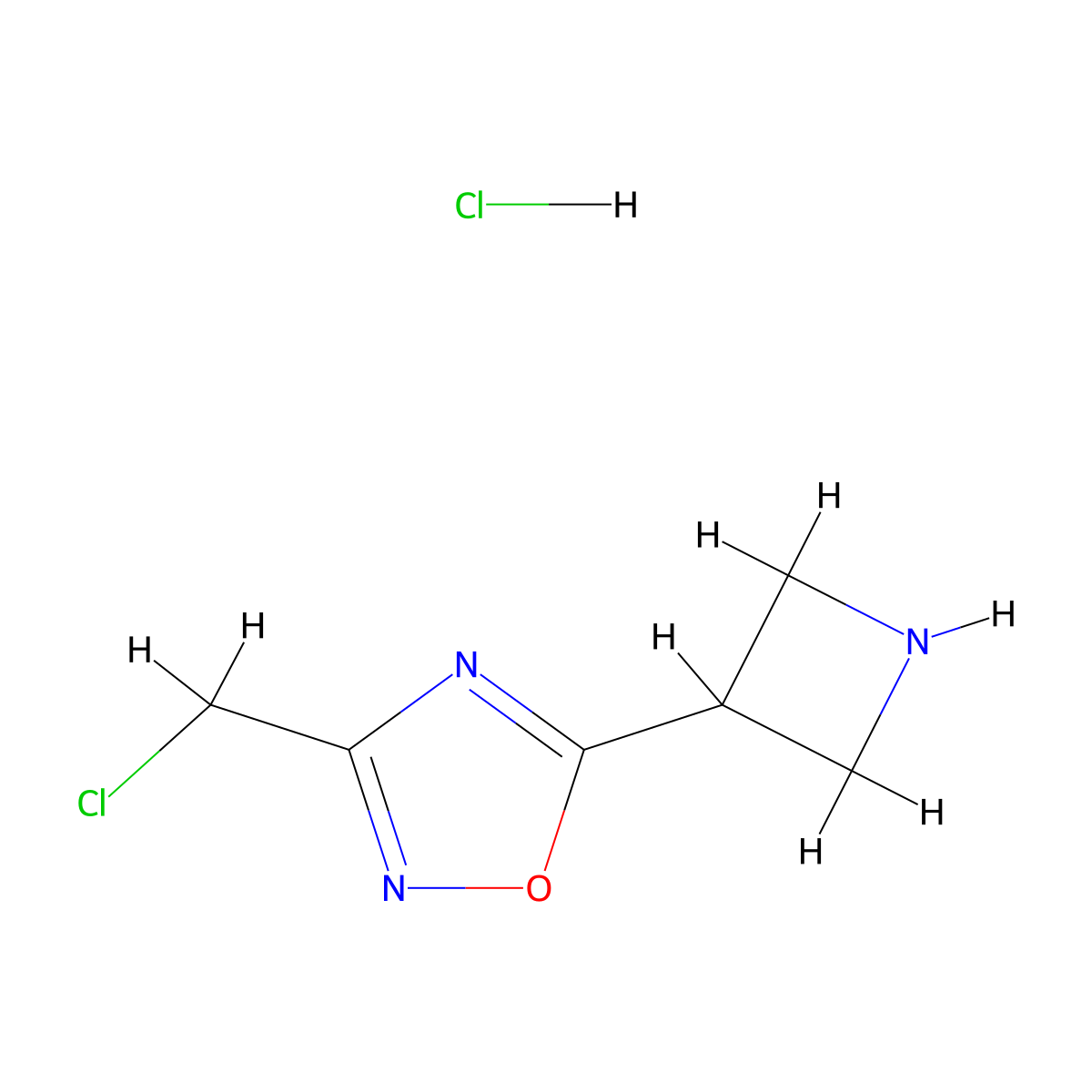5-(Azetidin-3-yl)-3-(chloromethyl)-1,2,4-oxadiazole hydrochloride molecular structure, CAS 2416236-89-8