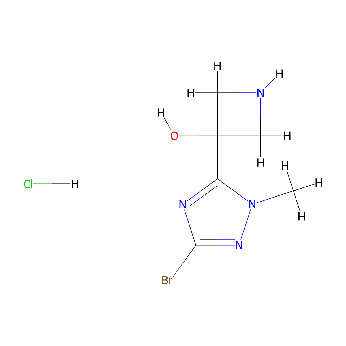 3-(3-bromo-1-methyl-1H-1,2,4-triazol-5-yl)azetidin-3-ol hydrochloride molecular structure, CAS 2416236-95-6