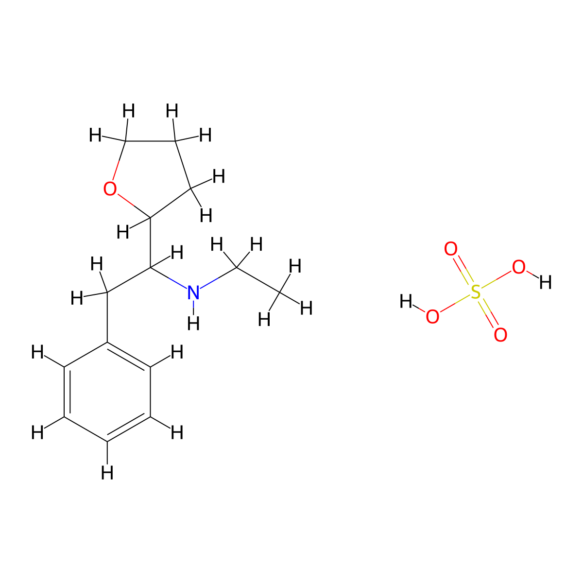 Ethyl[1-(oxolan-2-yl)-2-phenylethyl]amine,sulfuricacid molecular structure, CAS 2416236-96-7