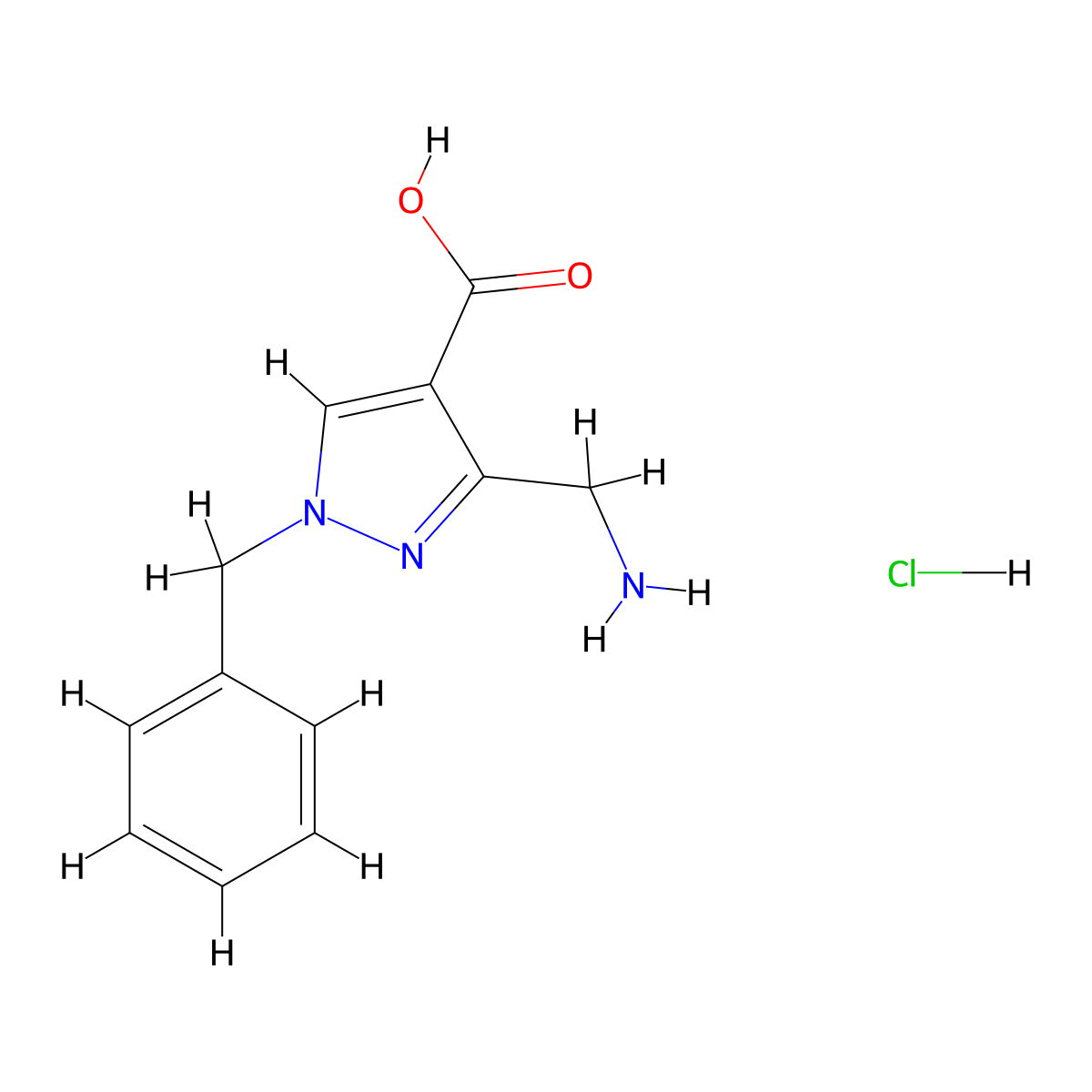3-(Aminomethyl)-1-benzylpyrazole-4-carboxylic acid;hydrochloride molecular structure, CAS 2416237-01-7
