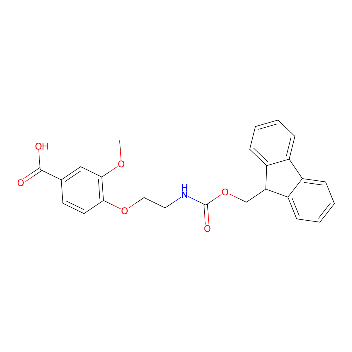 4-[2-(9H-Fluoren-9-ylmethoxycarbonylamino)ethoxy]-3-methoxybenzoic acid molecular structure, CAS 2416237-06-2