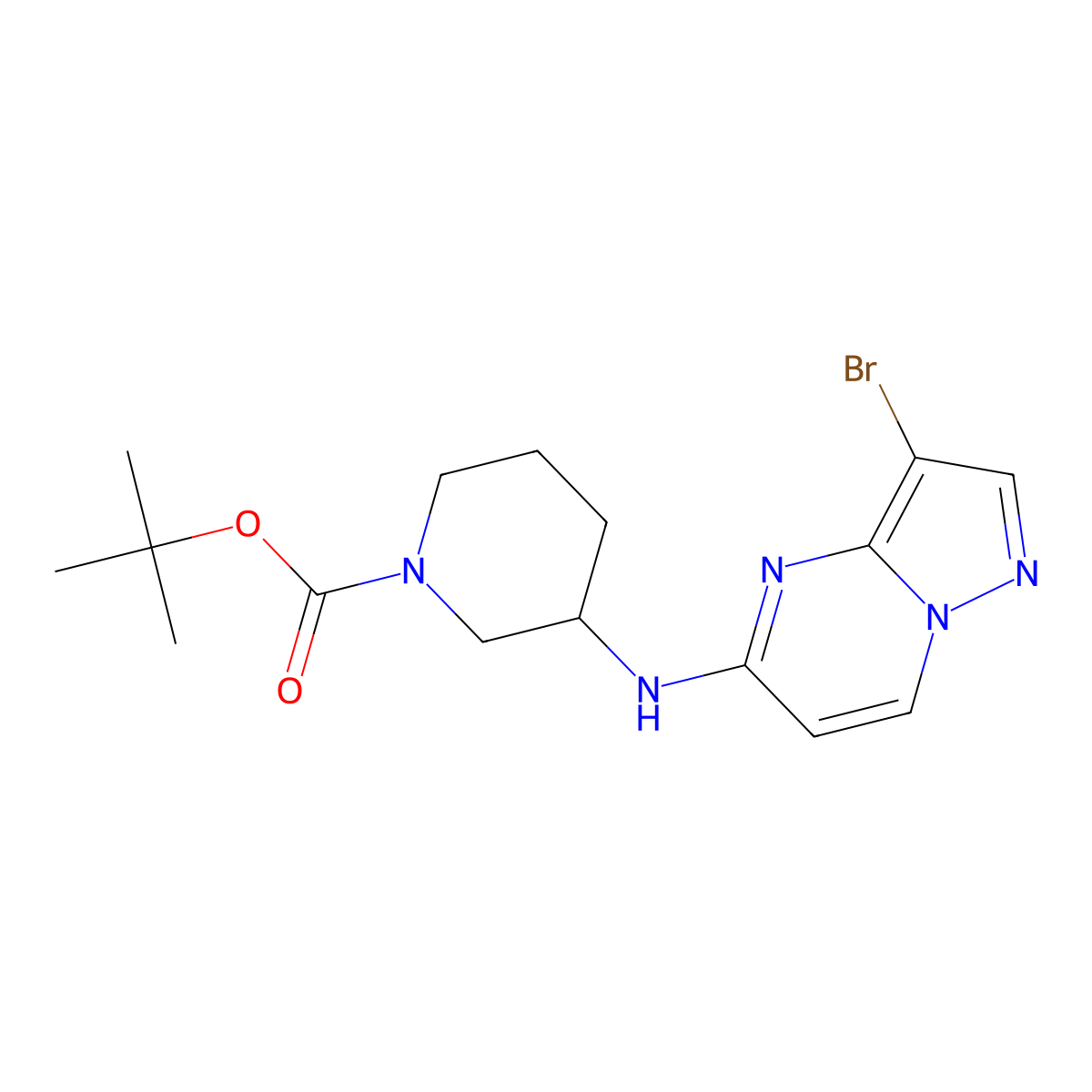 Tert-butyl 3-({3-bromopyrazolo[1,5-a]pyrimidin-5-yl}amino)piperidine-1-carboxylate molecular structure, CAS 2416237-19-7