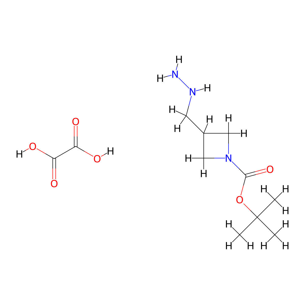 Tert-butyl 3-(hydrazinylmethyl)azetidine-1-carboxylate;oxalic acid molecular structure, CAS 2416237-25-5