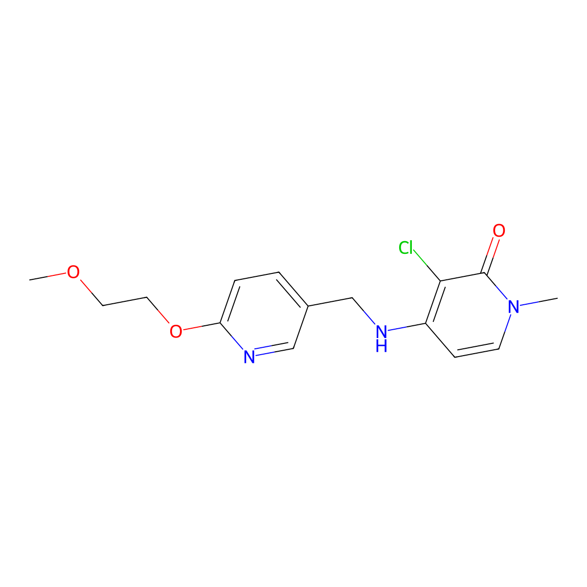 3-Chloro-4-({[6-(2-methoxyethoxy)pyridin-3-yl]methyl}amino)-1-methyl-1,2-dihydropyridin-2-one molecular structure, CAS 2416237-32-4