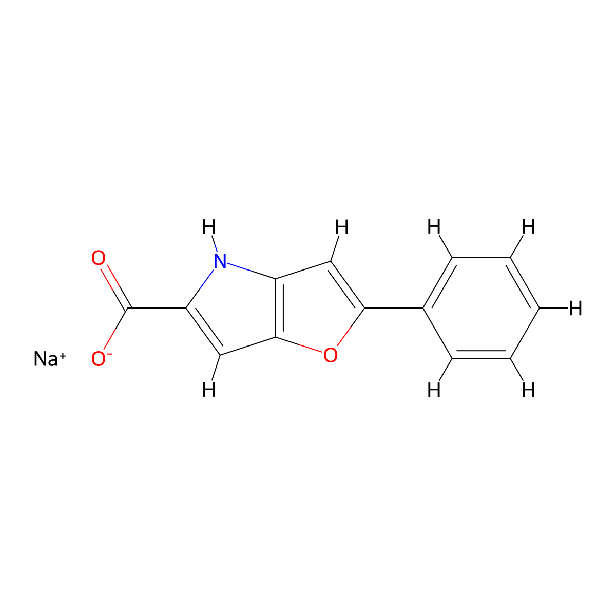 sodium 2-phenyl-4H-furo[3,2-b]pyrrole-5-carboxylate molecular structure, CAS 2416237-36-8