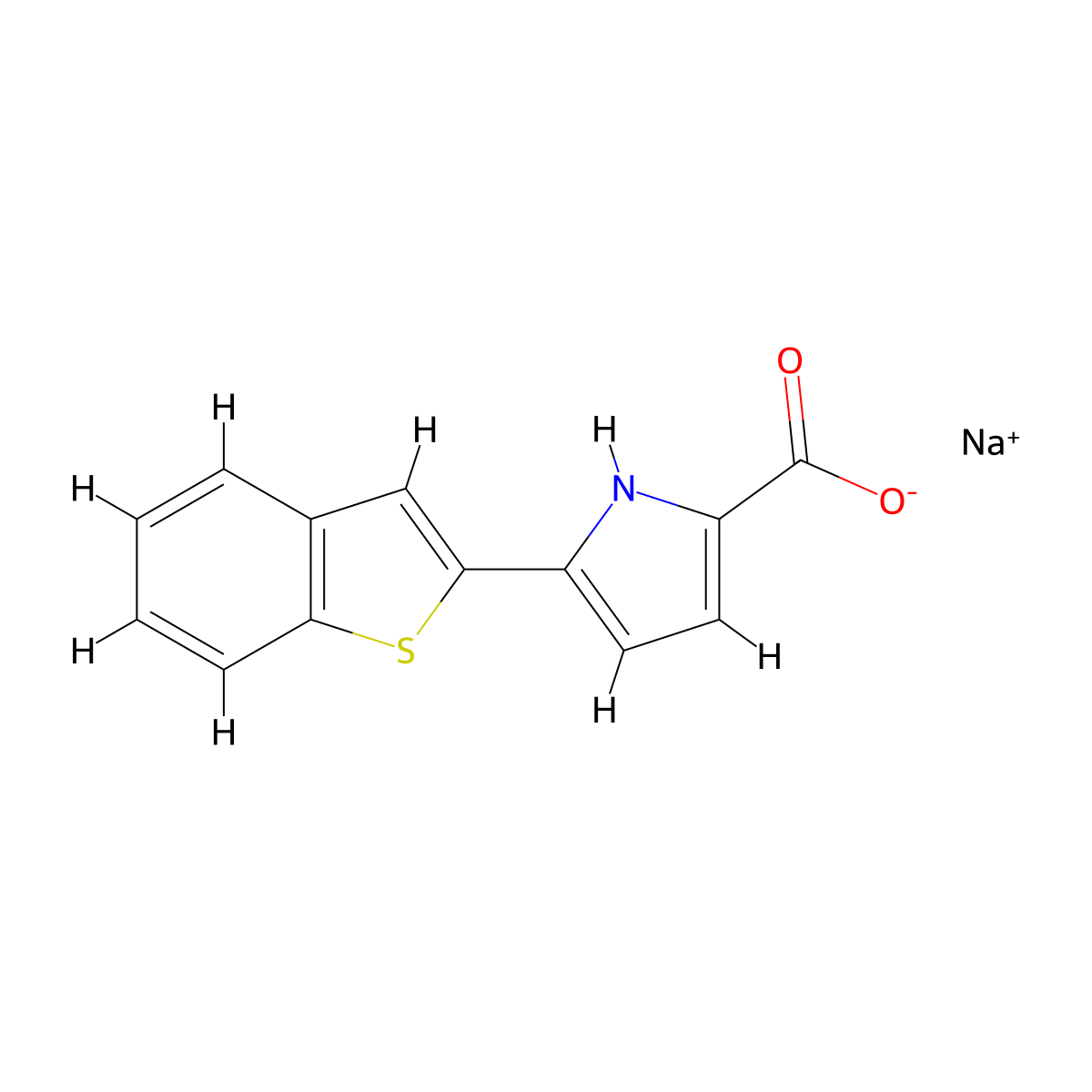 sodium 5-(1-benzothiophen-2-yl)-1H-pyrrole-2-carboxylate molecular structure, CAS 2416237-37-9