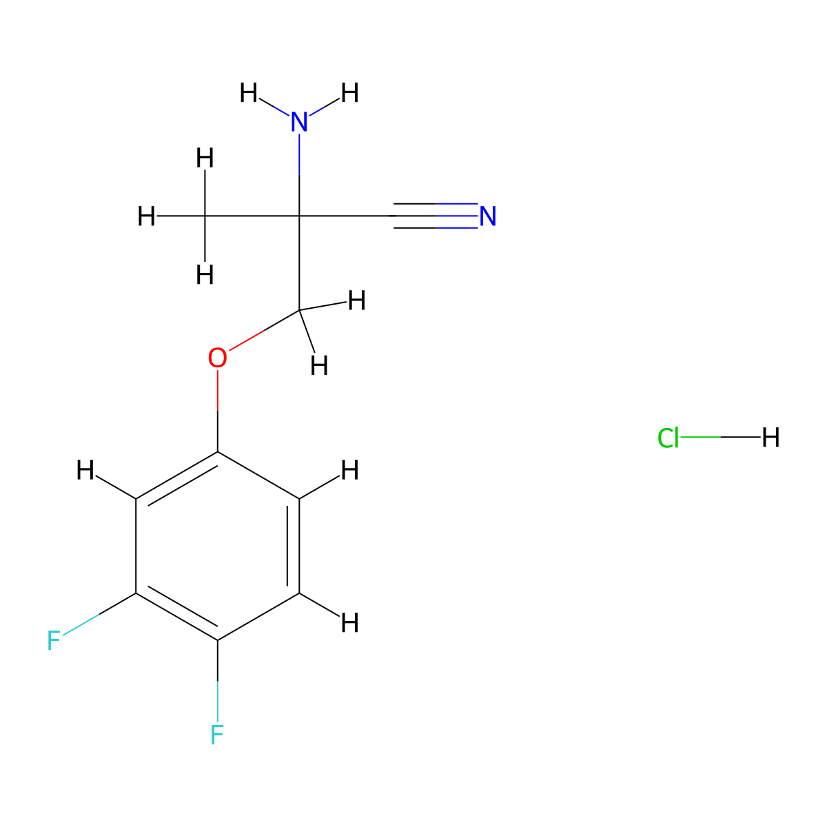2-Amino-3-(3,4-difluorophenoxy)-2-methylpropanenitrile hydrochloride molecular structure, CAS 2416237-45-9