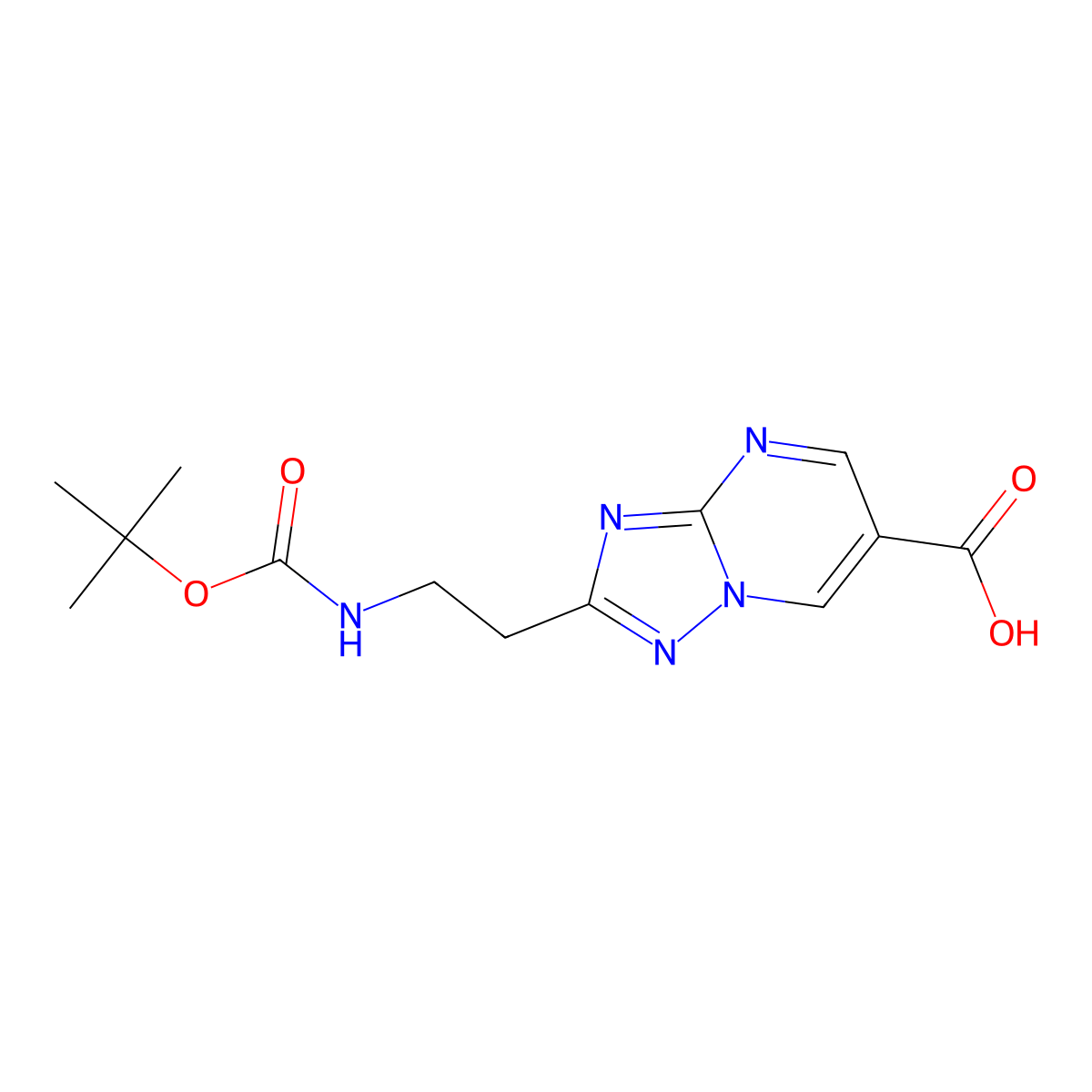 2-(2-{[(Tert-butoxy)carbonyl]amino}ethyl)-[1,2,4]triazolo[1,5-a]pyrimidine-6-carboxylicacid molecular structure, CAS 2416237-47-1