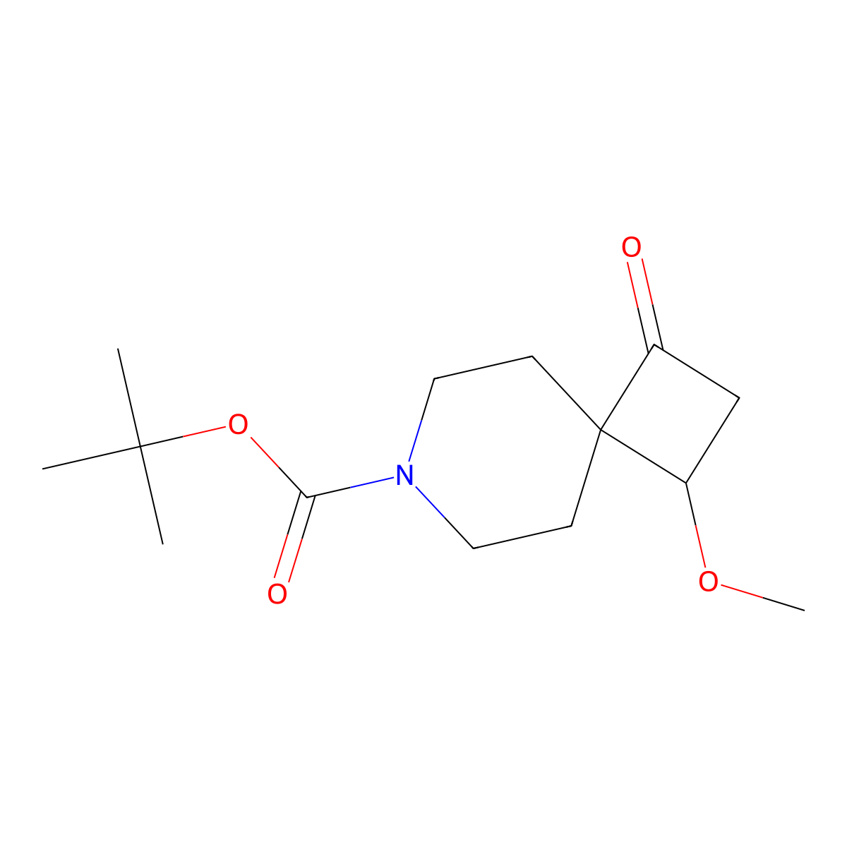 Tert-butyl 1-methoxy-3-oxo-7-azaspiro[3.5]nonane-7-carboxylate molecular structure, CAS 2416237-51-7
