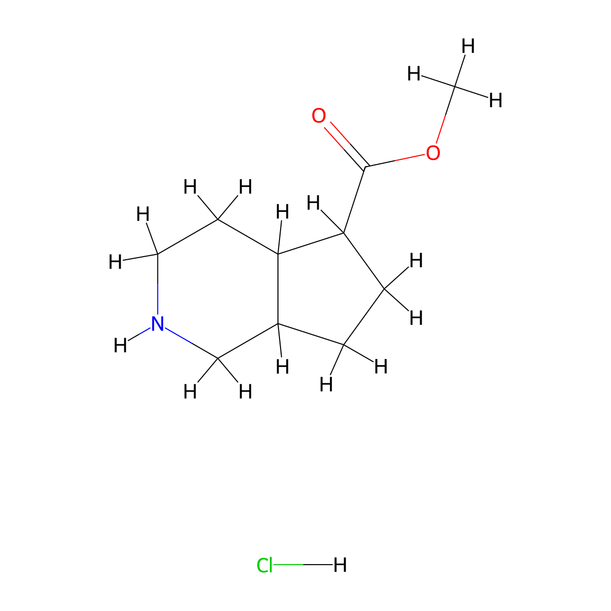 methyl octahydro-1H-cyclopenta(c)pyridine-5-carboxylate hydrochloride molecular structure, CAS 2416237-56-2
