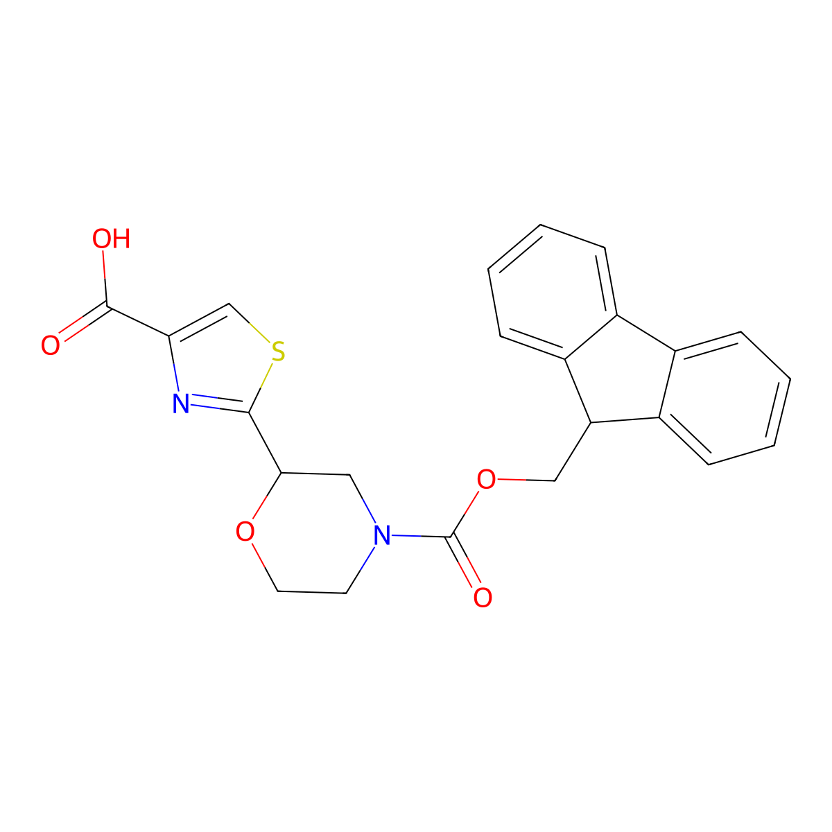 2-[4-(9H-Fluoren-9-ylmethoxycarbonyl)morpholin-2-yl]-1,3-thiazole-4-carboxylic acid molecular structure, CAS 2416242-80-1