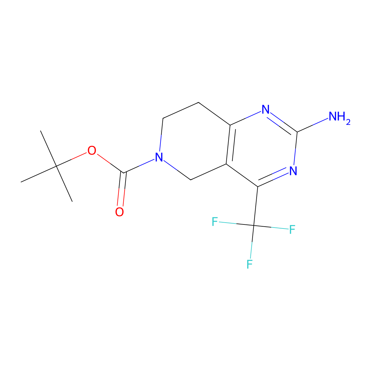 tert-butyl 2-amino-4-(trifluoromethyl)-5H,6H,7H,8H-pyrido[4,3-d]pyrimidine-6-carboxylate molecular structure, CAS 2416242-96-9