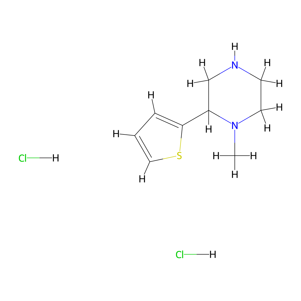 1-Methyl-2-thiophen-2-ylpiperazine;dihydrochloride molecular structure, CAS 2416243-07-5