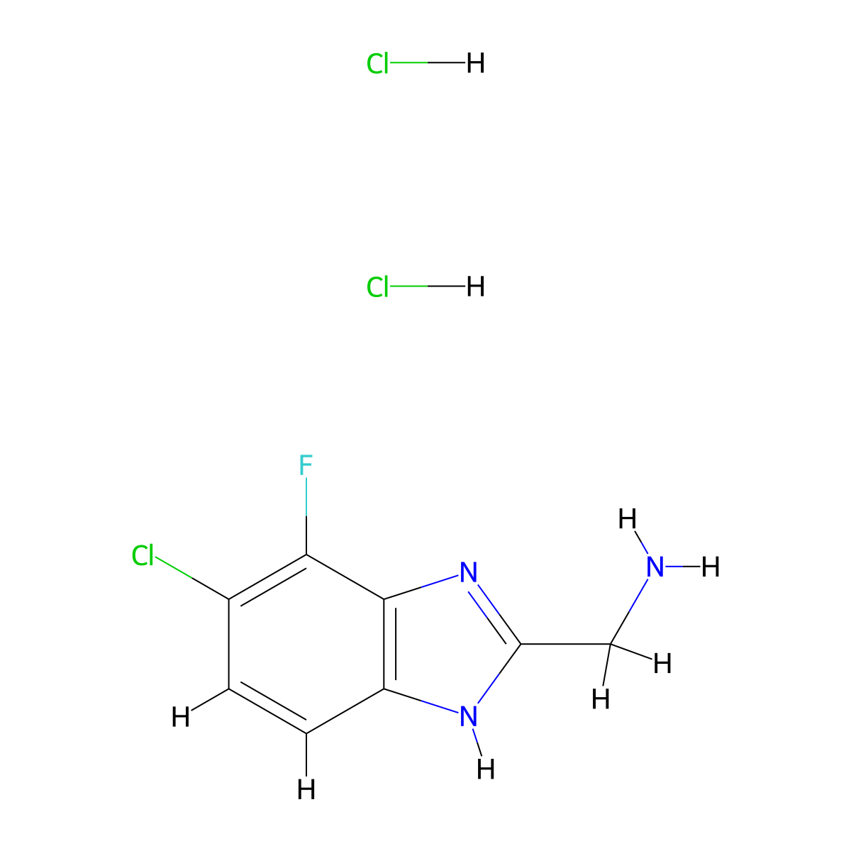 1-(6-chloro-7-fluoro-1H-1,3-benzodiazol-2-yl)methanamine dihydrochloride molecular structure, CAS 2416243-12-2