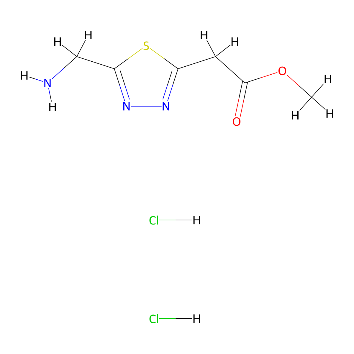Methyl2-[5-(aminomethyl)-1,3,4-thiadiazol-2-yl]acetatedihydrochloride molecular structure, CAS 2416243-17-7