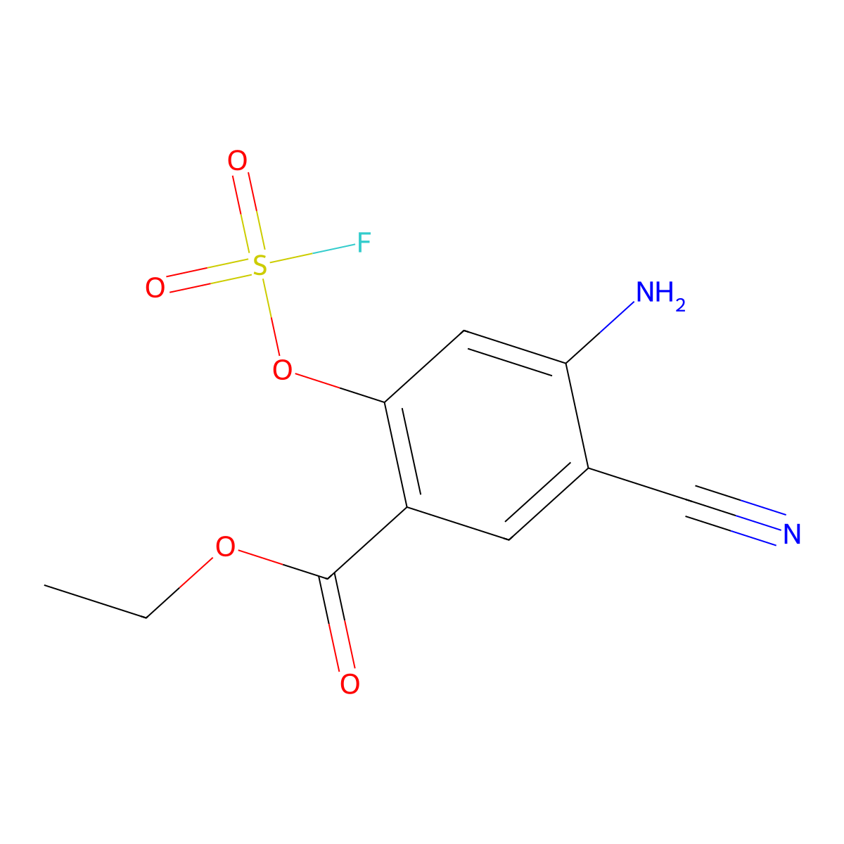 Ethyl 4-amino-5-cyano-2-[(fluorosulfonyl)oxy]benzoate molecular structure, CAS 2416243-33-7