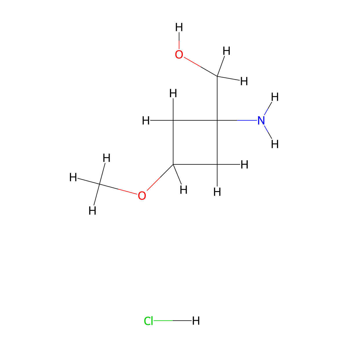(1-Amino-3-methoxycyclobutyl)methanol hydrochloride molecular structure, CAS 2416243-34-8