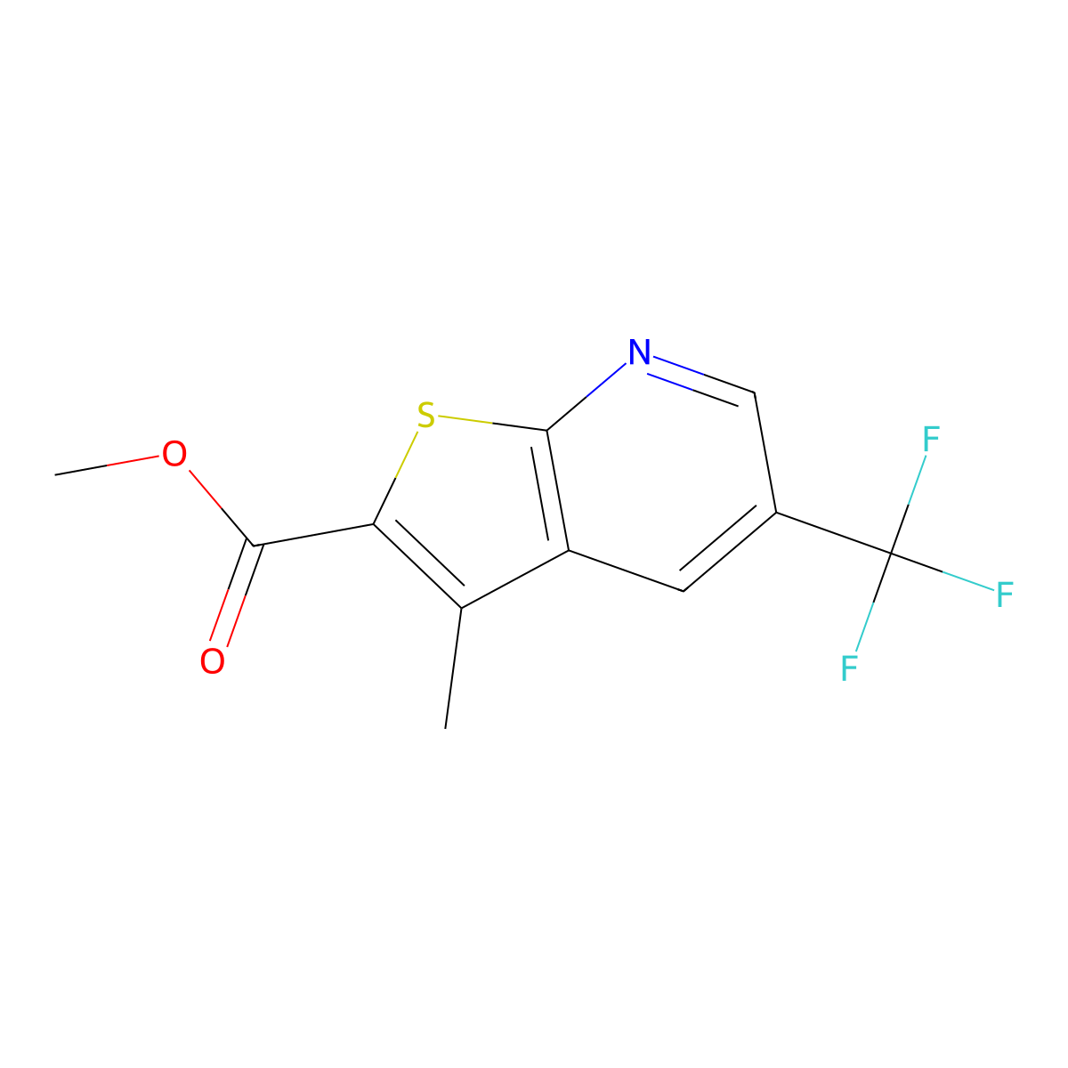 Methyl 3-methyl-5-(trifluoromethyl)thieno[2,3-b]pyridine-2-carboxylate molecular structure, CAS 2416243-35-9