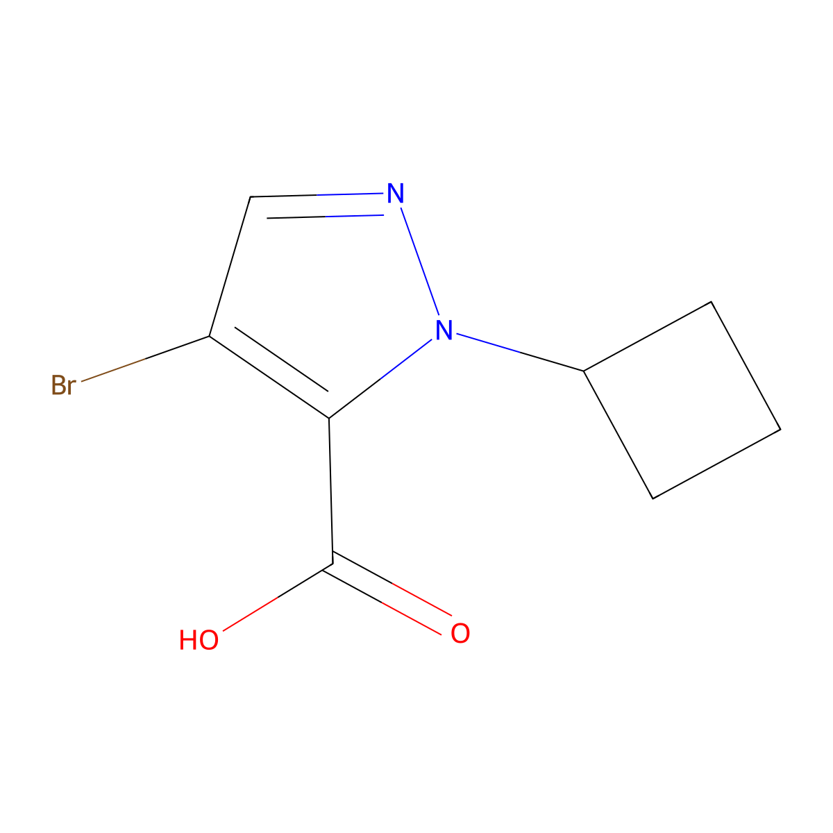 4-Bromo-1-cyclobutyl-1H-pyrazole-5-carboxylic acid molecular structure, CAS 2416243-51-9