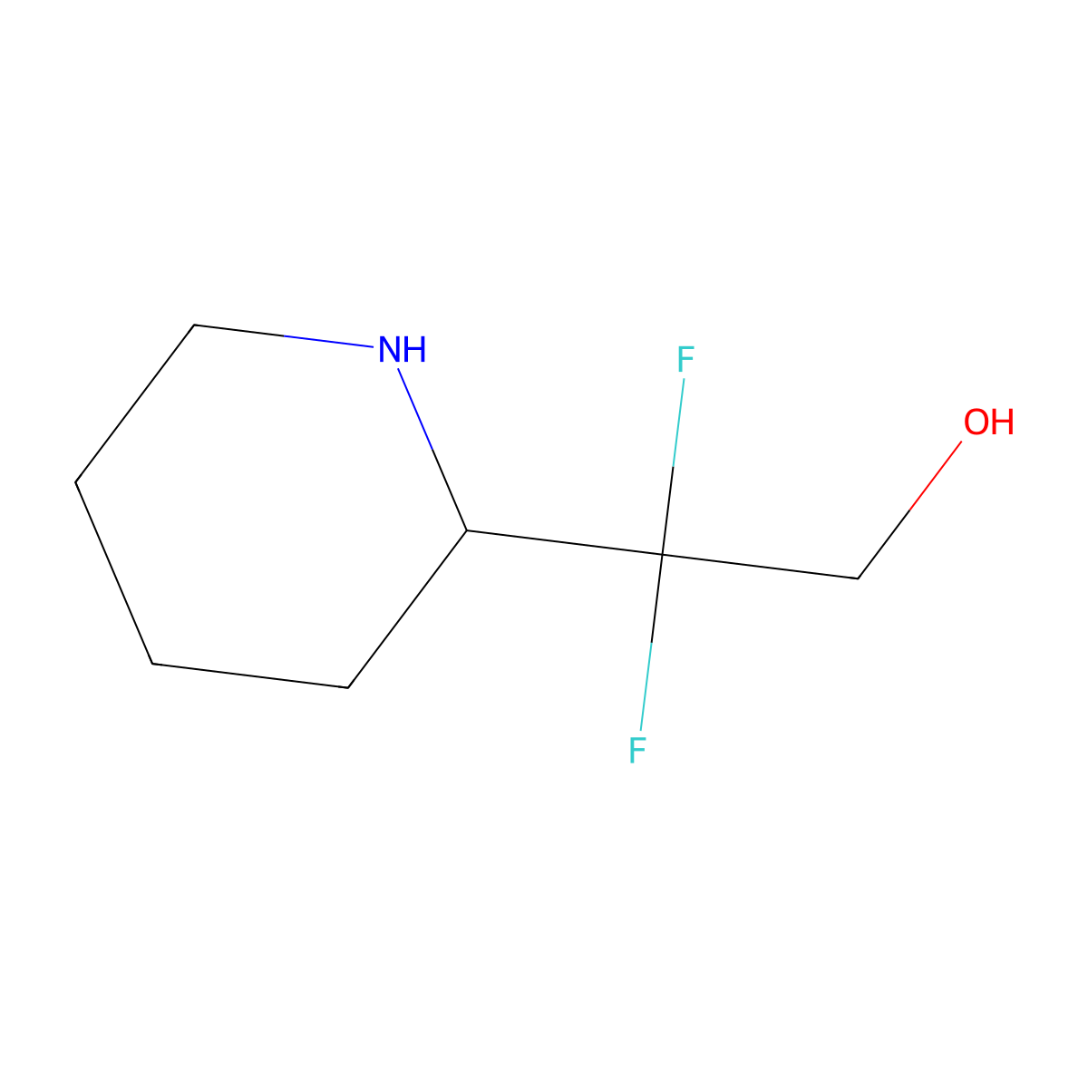 2,2-Difluoro-2-(piperidin-2-yl)ethan-1-ol molecular structure, CAS 2416243-54-2