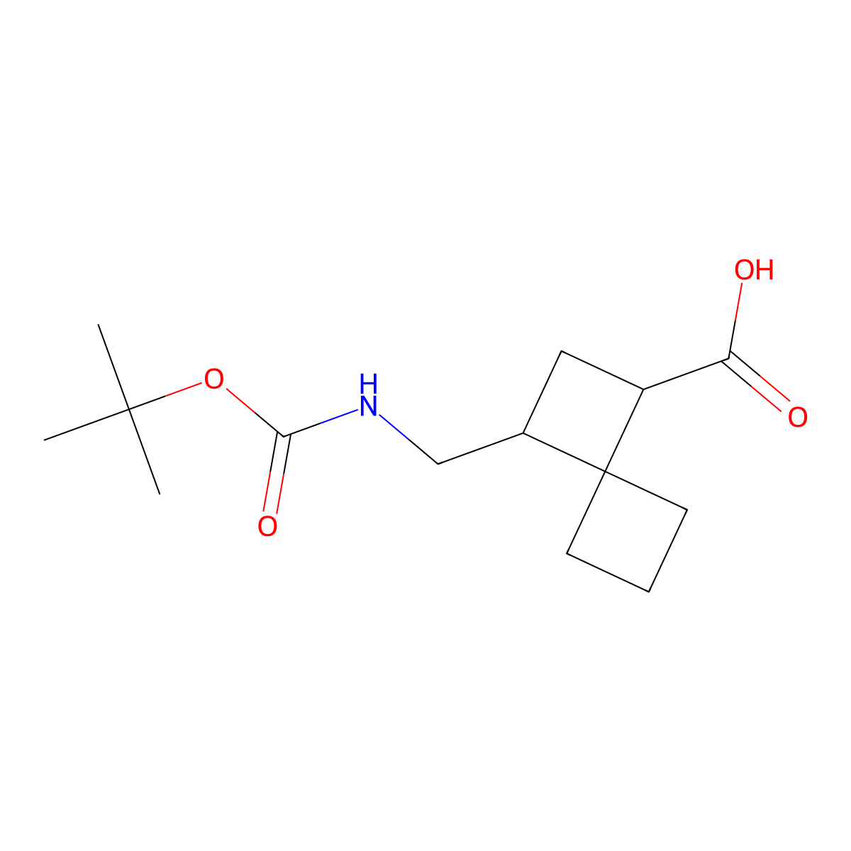 3-({[(Tert-butoxy)carbonyl]amino}methyl)spiro[3.3]heptane-1-carboxylic acid molecular structure, CAS 2416243-62-2