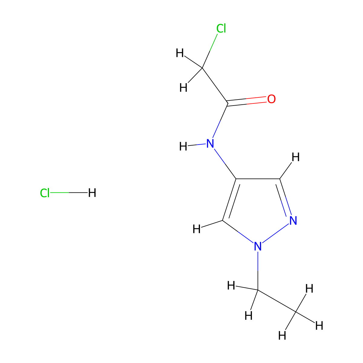 2-chloro-N-(1-ethyl-1H-pyrazol-4-yl)acetamide hydrochloride molecular structure, CAS 2416243-63-3