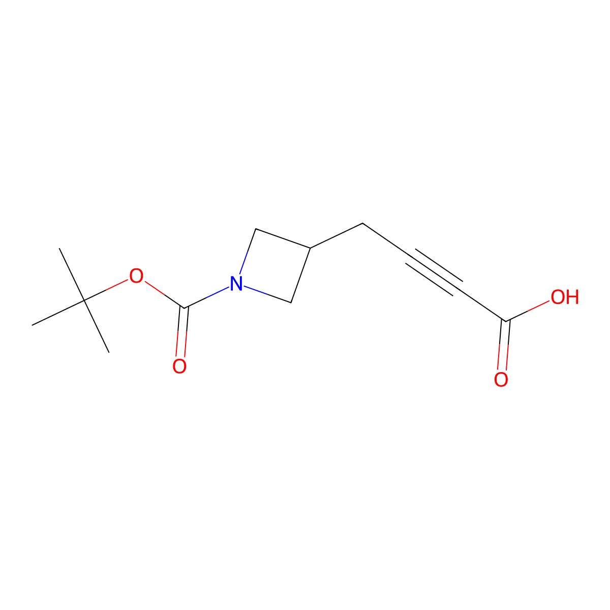 4-[1-[(2-Methylpropan-2-yl)oxycarbonyl]azetidin-3-yl]but-2-ynoic acid molecular structure, CAS 2416243-66-6