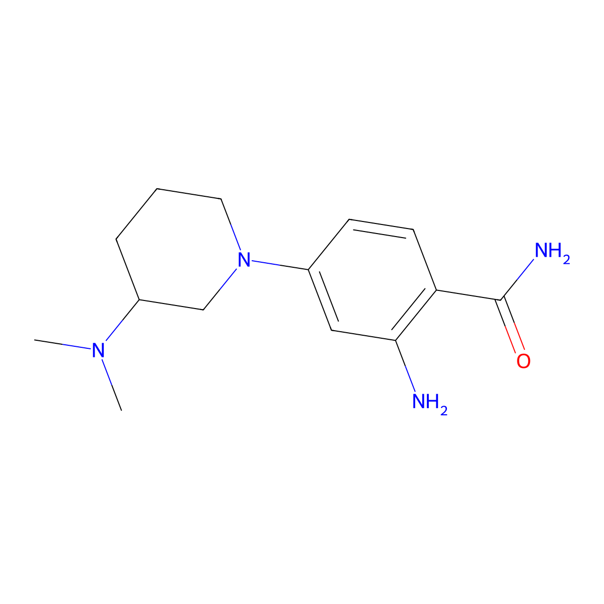 2-Amino-4-[3-(dimethylamino)piperidin-1-yl]benzamide molecular structure, CAS 2416243-75-7
