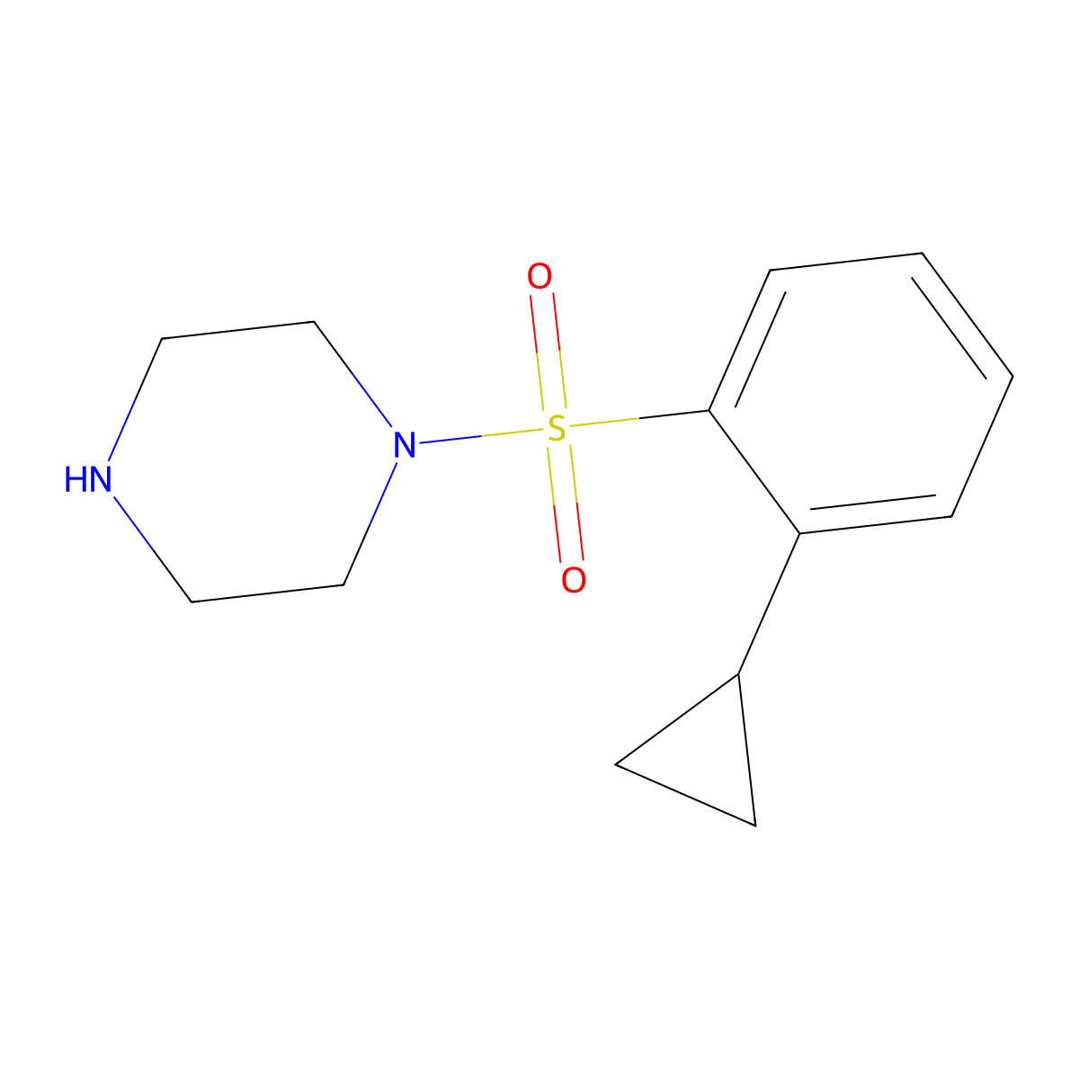 1-(2-Cyclopropylphenyl)sulfonylpiperazine molecular structure, CAS 2416262-90-1