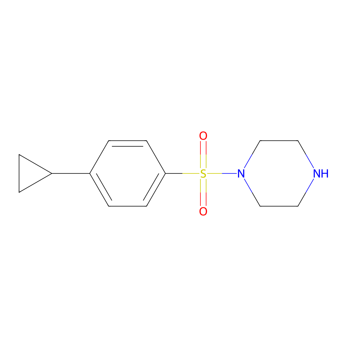 1-(4-Cyclopropylphenyl)sulfonylpiperazine molecular structure, CAS 2416262-92-3