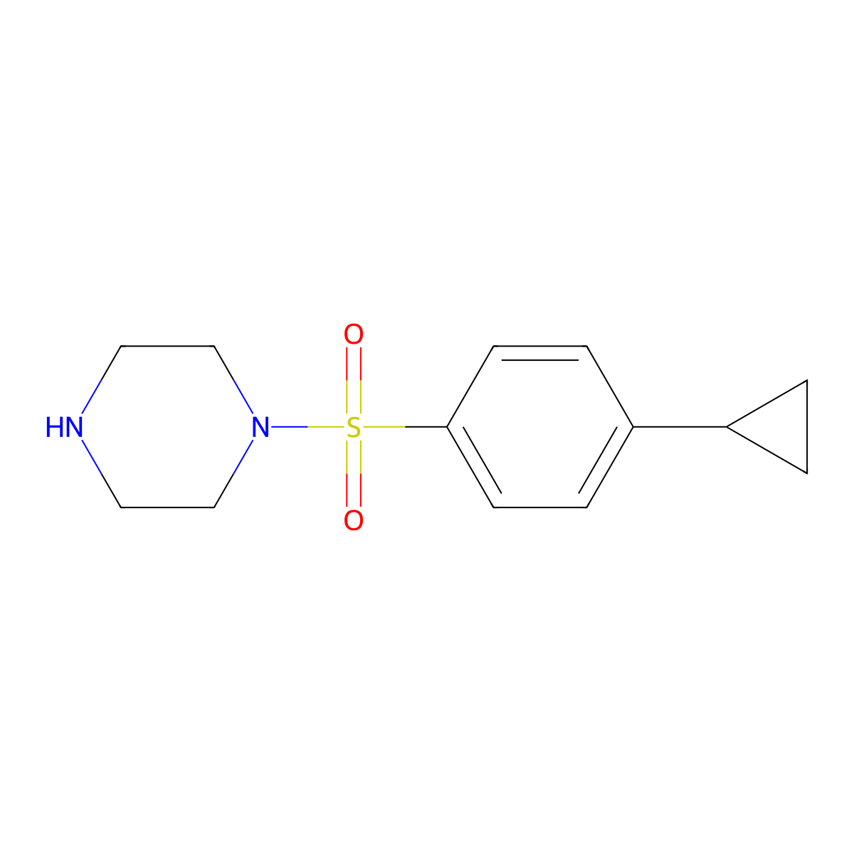 1-(4-Cyclopropylphenyl)sulfonylpiperazine molecular structure, CAS 2416262-92-3