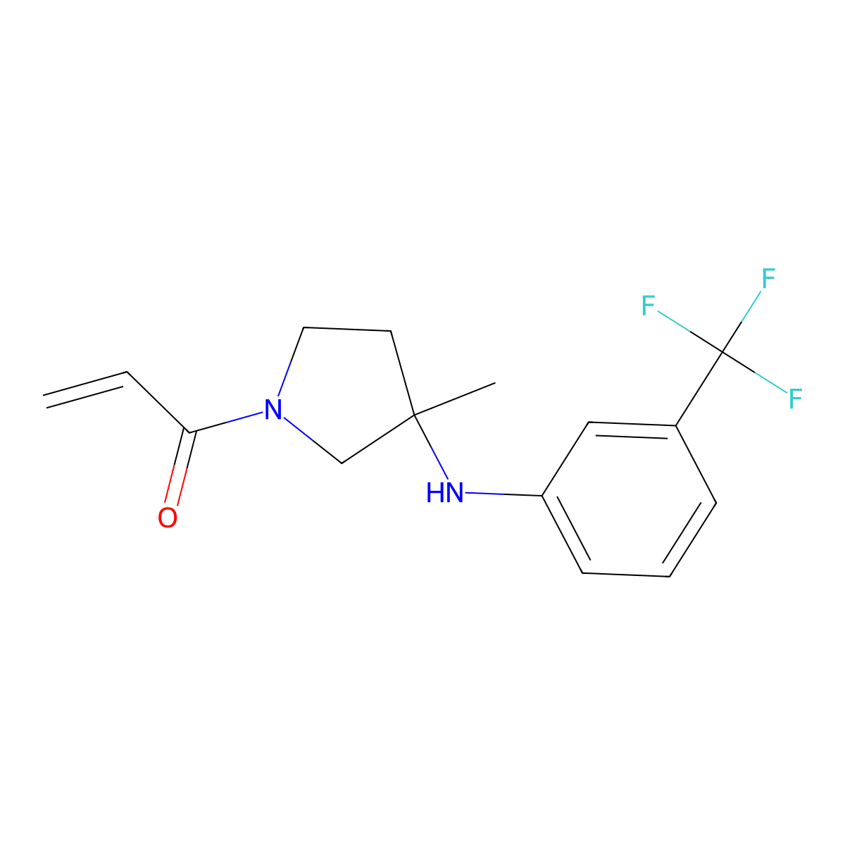 1-(3-Methyl-3-((3-(trifluoromethyl)phenyl)amino)pyrrolidin-1-yl)prop-2-en-1-one molecular structure, CAS 2416417-65-5