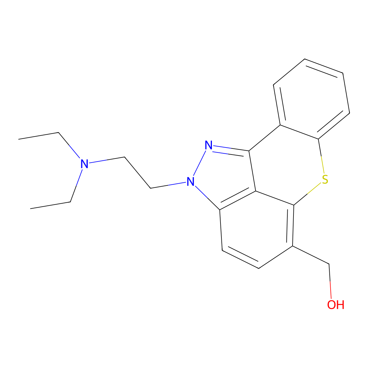 2H-(1)BENZOTHIOPYRANO(4,3,2-cd)INDAZOLE-5-METHANOL, 2-(2-(DIETHYLAMINO)ETHYL)- molecular structure, CAS 24167-38-2