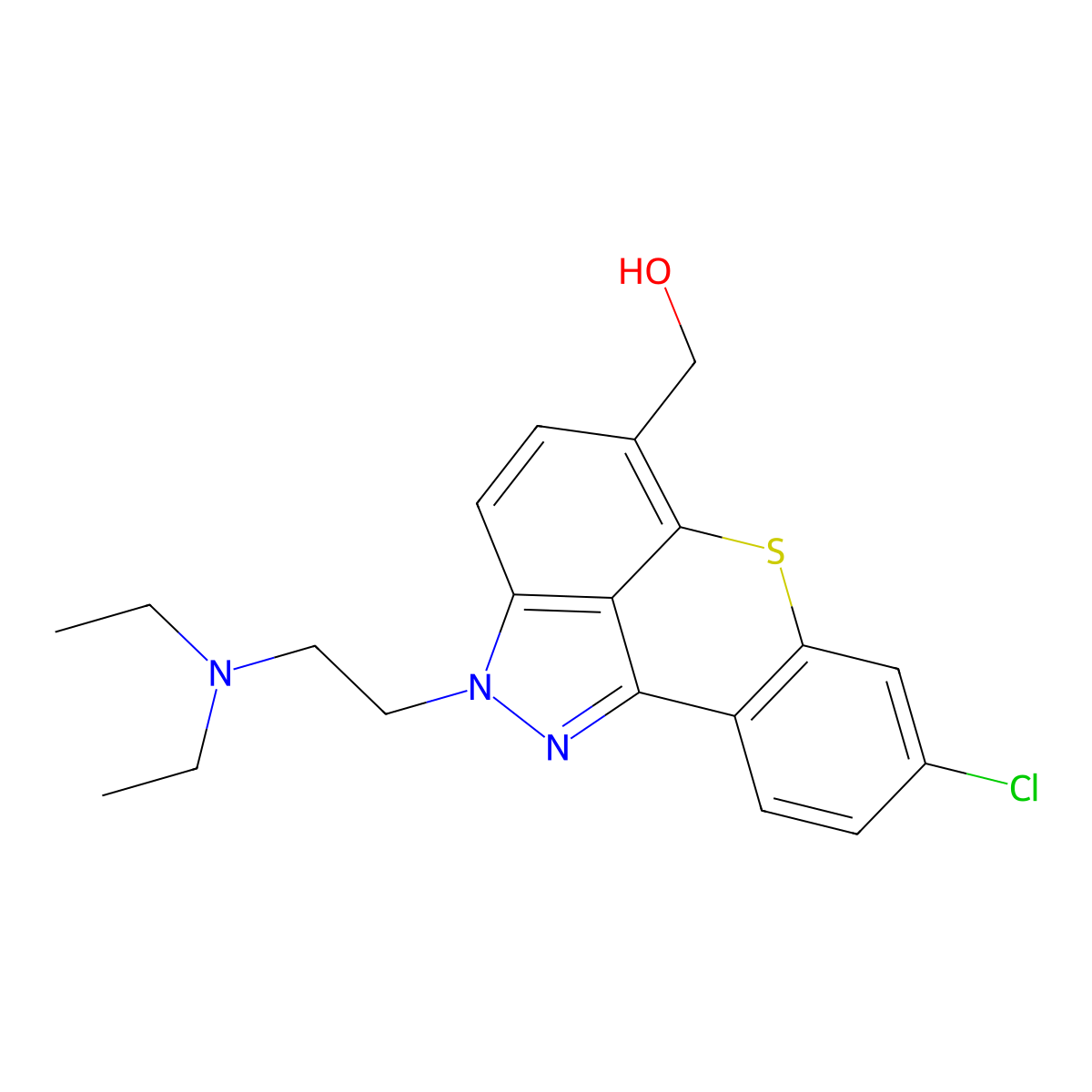 8-Chloro-2-(2-(diethylamino)ethyl)-2H-(1)benzothiopyrano(4,3,2-cd)indazole-5-methanol molecular structure, CAS 24167-40-6