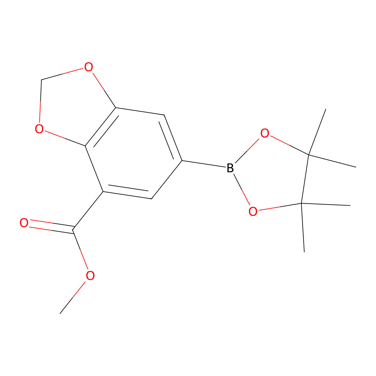 Methyl 6-(4,4,5,5-tetramethyl-1,3,2-dioxaborolan-2-YL)benzo[D][1,3]dioxole-4-carboxylate molecular structure, CAS 2416731-94-5