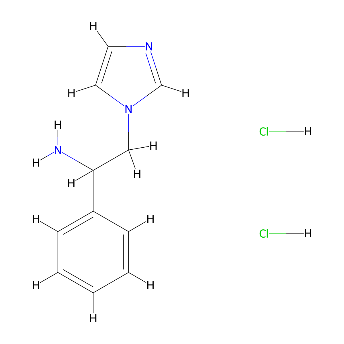 2-Imidazol-1-yl-1-phenyl-ethylamine dihydrochloride molecular structure, CAS 24169-73-1