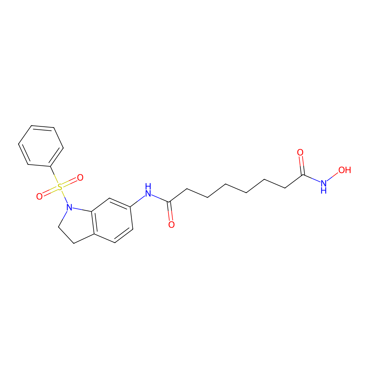 Octanediamide, N1-[2,3-dihydro-1-(phenylsulfonyl)-1H-indol-6-yl]-N8-hydroxy- molecular structure, CAS 2416914-29-7