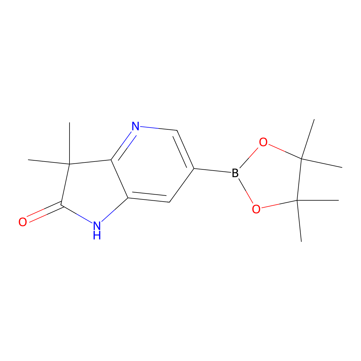 3,3-Dimethyl-6-(4,4,5,5-tetramethyl-1,3,2-dioxaborolan-2-yl)-1H-pyrrolo[3,2-b]pyridin-2(3H)-one molecular structure, CAS 2416918-25-5