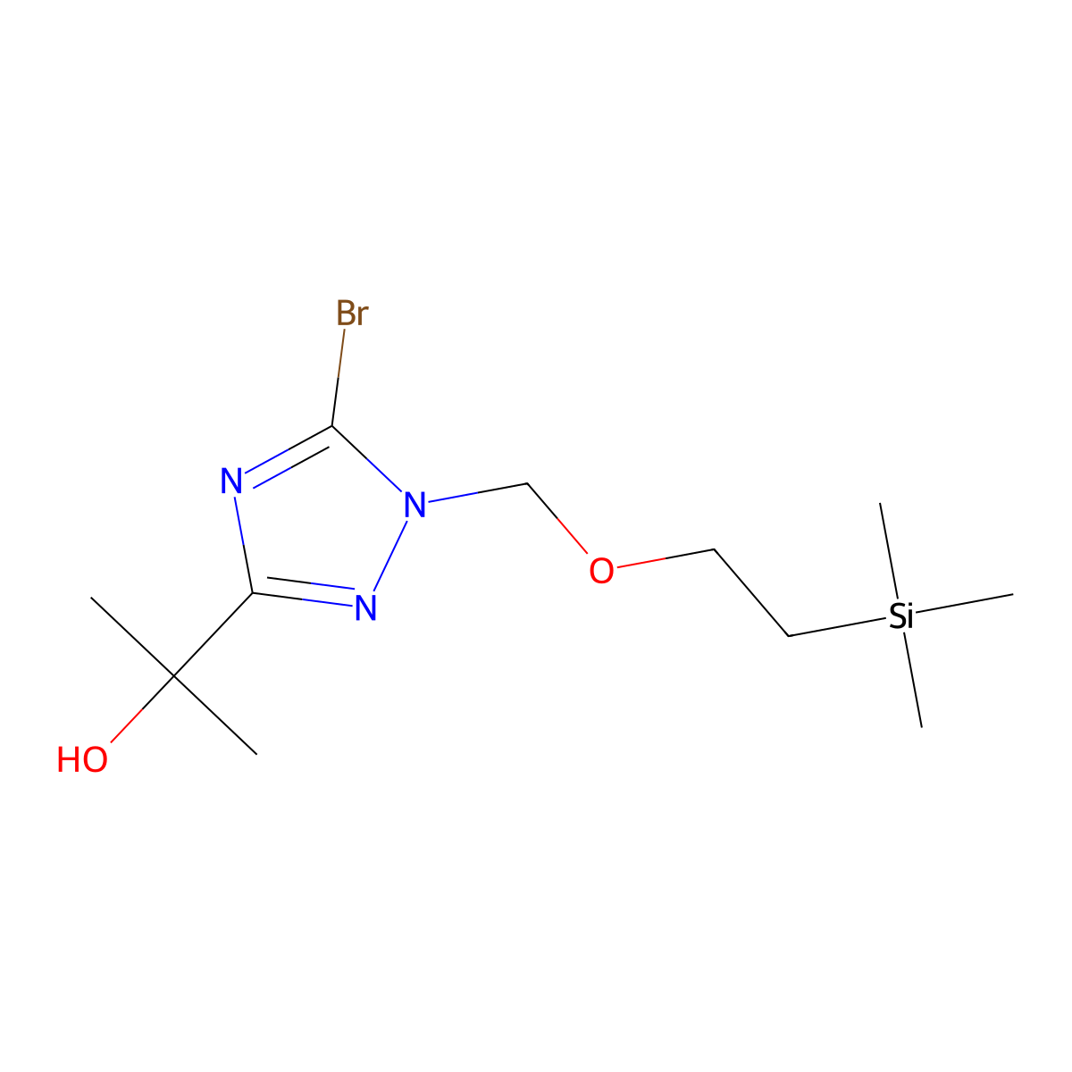 2-(5-bromo-1-{[2-(trimethylsilyl)ethoxy]methyl}-1H-1,2,4-triazol-3-yl)propan-2-ol molecular structure, CAS 2416952-29-7