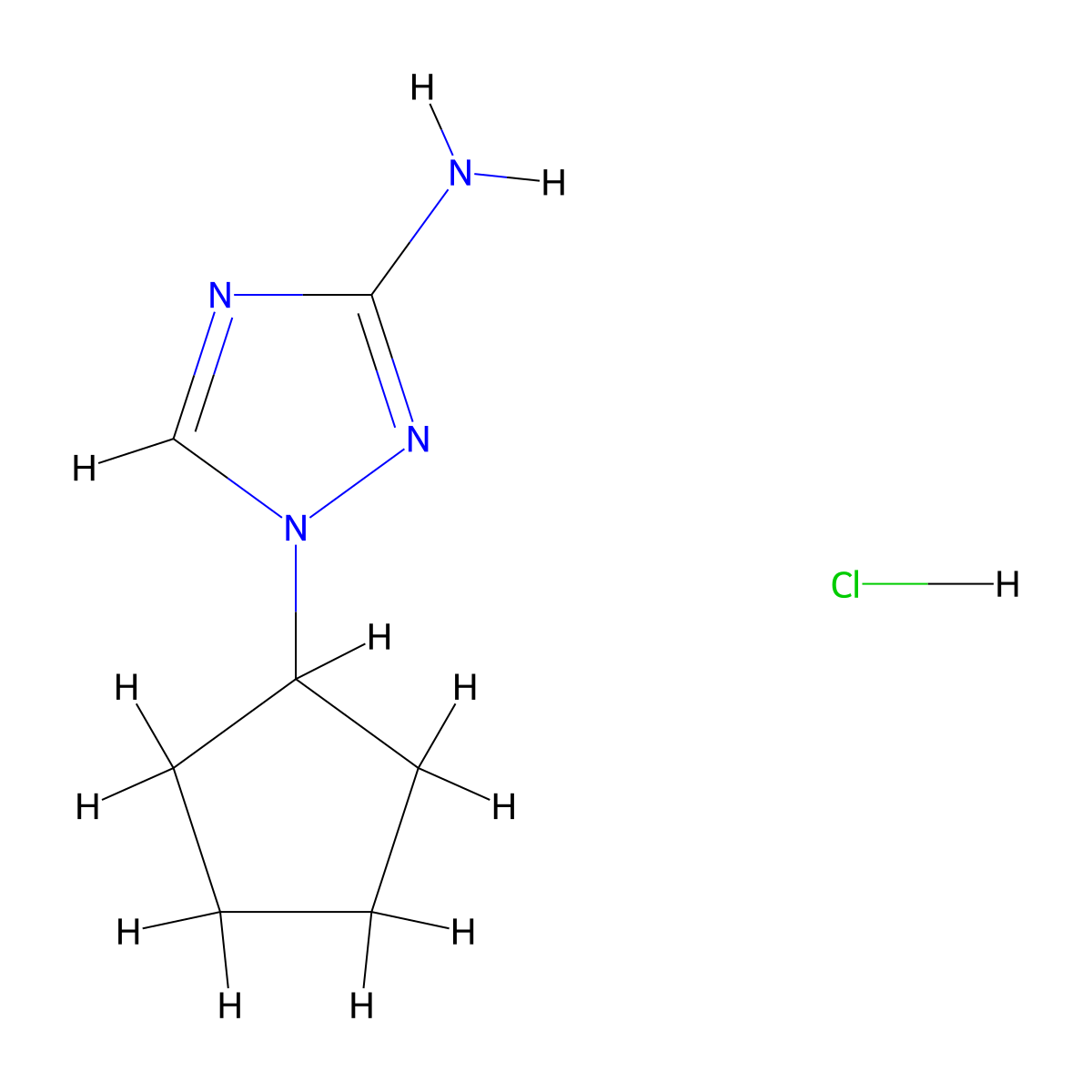 1-Cyclopentyl-1H-1,2,4-triazol-3-amine hydrochloride molecular structure, CAS 2416955-59-2