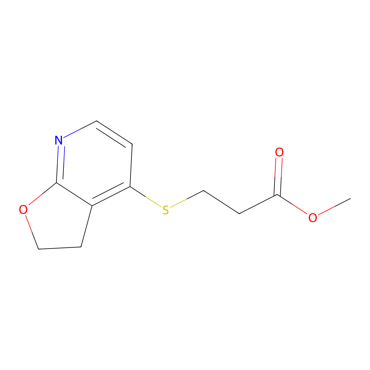Methyl 3-((2,3-dihydrofuro[2,3-b]pyridin-4-yl)thio)propanoate molecular structure, CAS 2416986-16-6