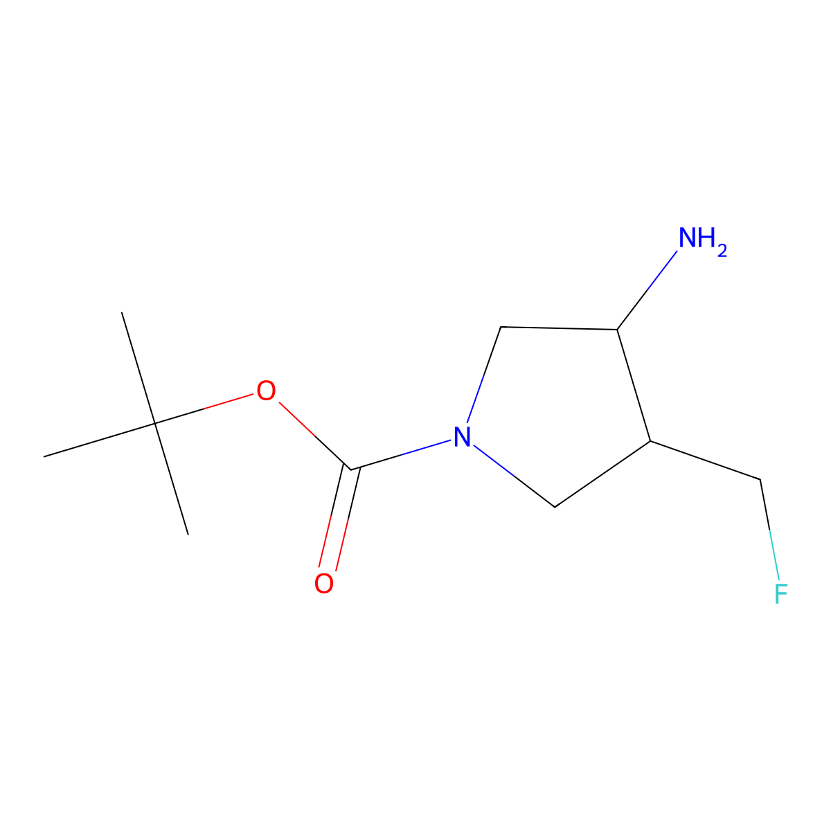 Tert-butyl (3R,4R)-3-amino-4-(fluoromethyl)pyrrolidine-1-carboxylate molecular structure, CAS 2416992-75-9
