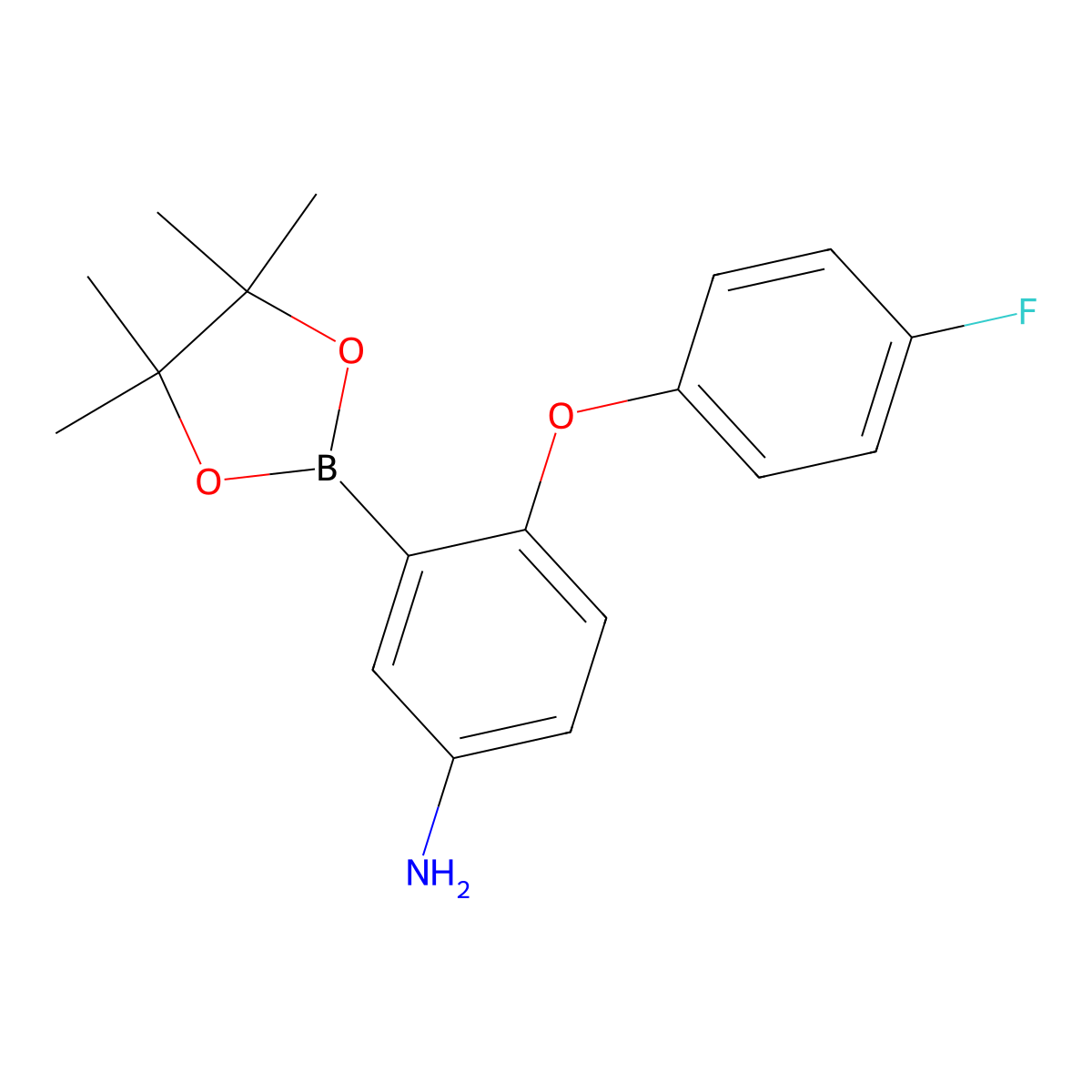 4-(4-Fluorophenoxy)-3-(4,4,5,5-tetramethyl-1,3,2-dioxaborolan-2-yl)aniline molecular structure, CAS 2417034-95-6