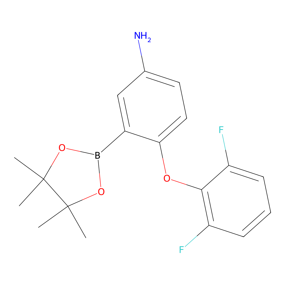 4-(2,6-Difluorophenoxy)-3-(4,4,5,5-tetramethyl-1,3,2-dioxaborolan-2-yl)aniline molecular structure, CAS 2417036-02-1