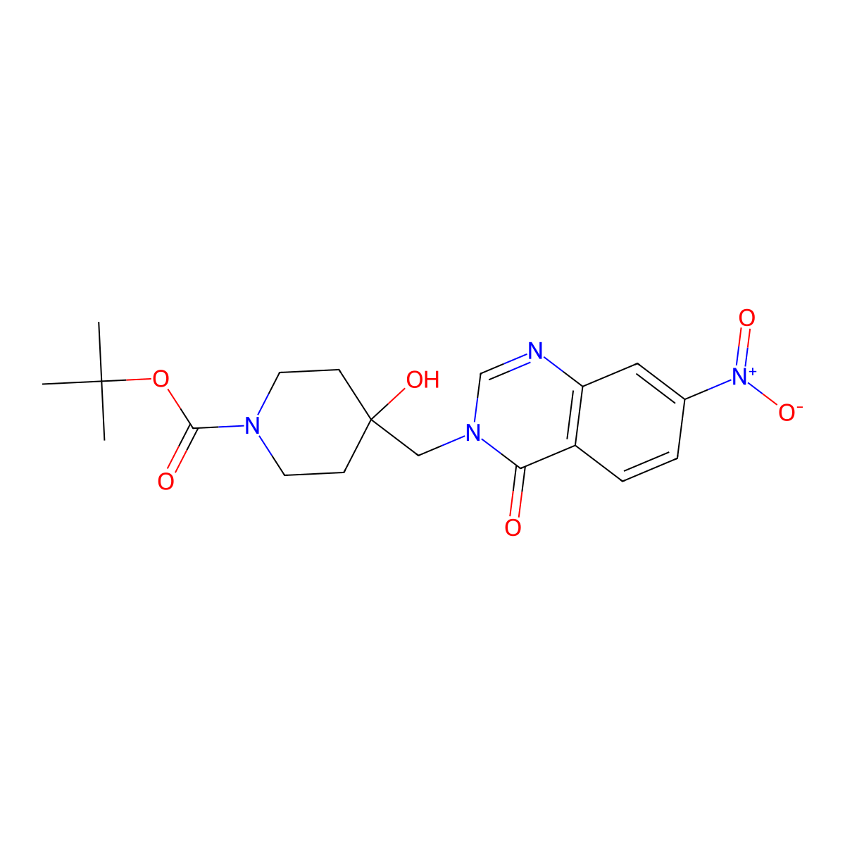 tert-Butyl 4-hydroxy-4-((7-nitro-4-oxoquinazolin-3(4H)-yl)methyl)piperidine-1-carboxylate molecular structure, CAS 2417090-44-7