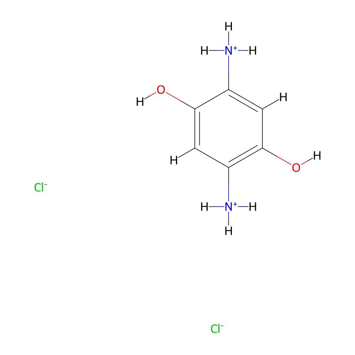 (4-Azaniumyl-2,5-dihydroxyphenyl)azanium dichloride molecular structure, CAS 24171-03-7