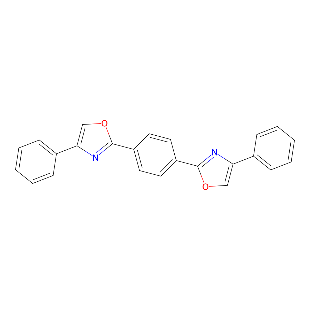1,4-Bis(4-phenyloxazol-2-yl)benzene molecular structure, CAS 24171-39-9