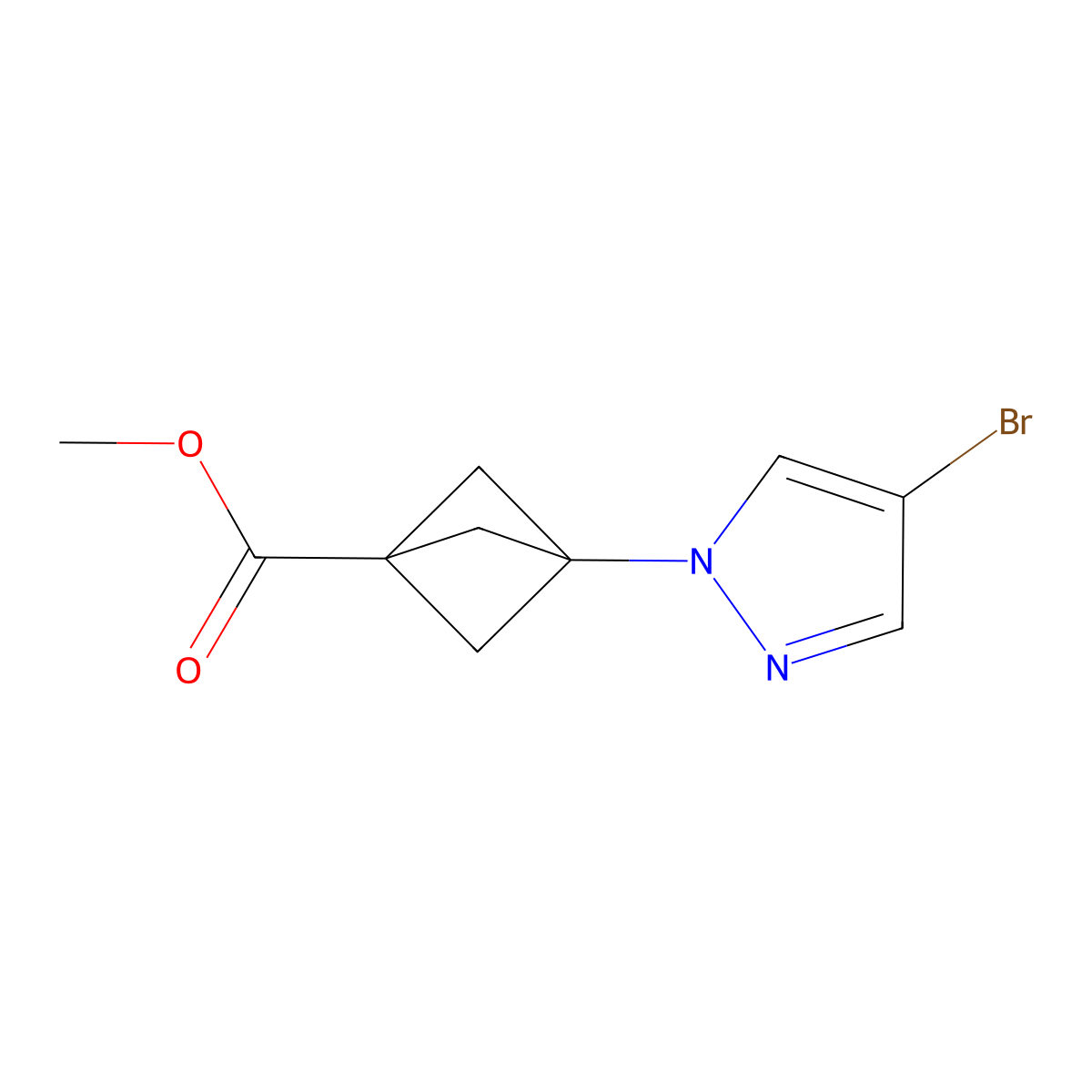 Methyl 3-(4-bromopyrazol-1-yl)bicyclo[1.1.1]pentane-1-carboxylate molecular structure, CAS 2417226-05-0